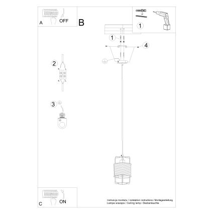 Luster na sajli GIZUR 1xE27/15W/230V