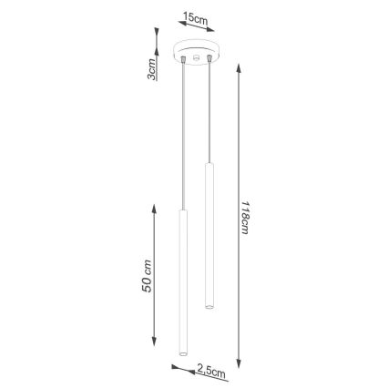 Luster na sajli PASTELO 2xG9/8W/230V bijela