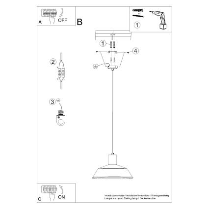 Luster na sajli FANO 1xE27/15W/230V pr. 34 cm crna