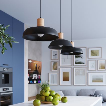 Luster na sajli INDY 1xE27/15W/230V pr. 38 cm crna