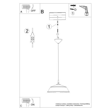 Luster na sajli FRIKA 1xE27/15W/230V pr. 34 cm crna