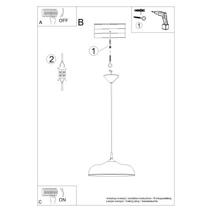 Luster na sajli GINA 1xE27/15W/230V pr. 38 cm crna
