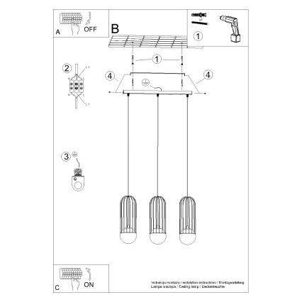 Luster na sajli BRINA 3xG9/8W/230V bijela