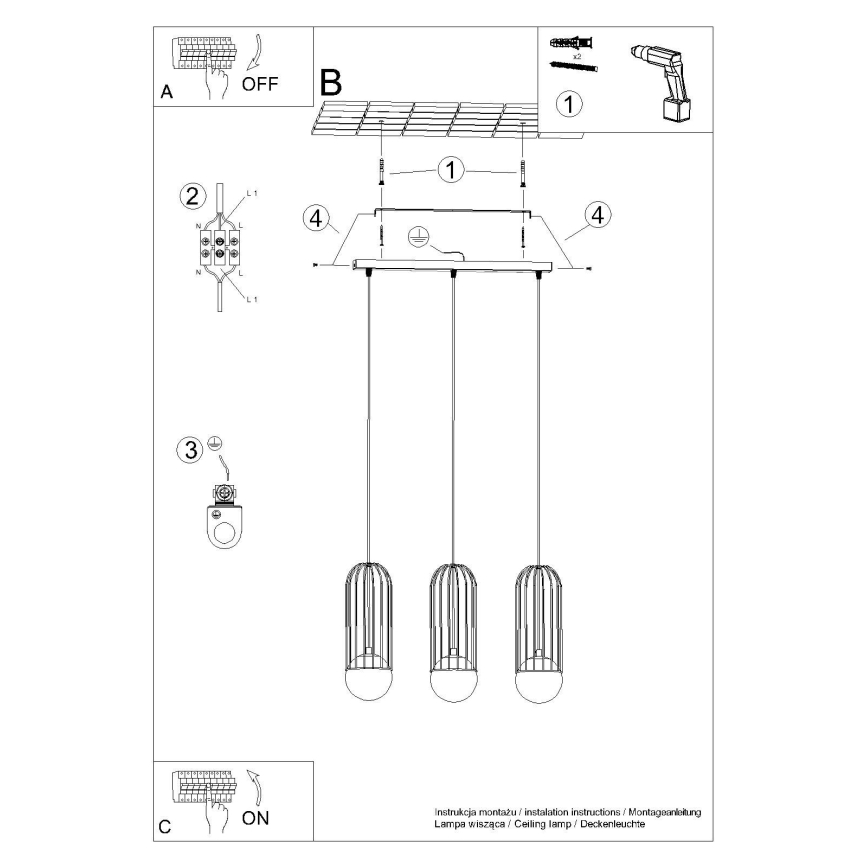 Luster na sajli BRINA 3xG9/8W/230V bijela