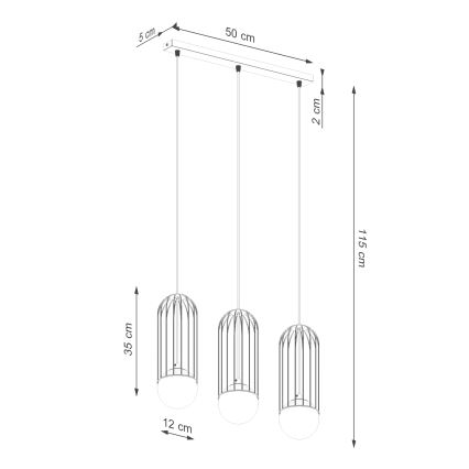 Luster na sajli BRINA 3xG9/8W/230V crna