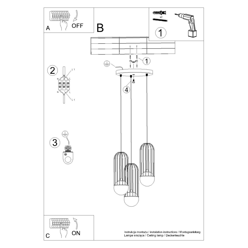 Luster na sajli BRINA 3xG9/8W/230V bijela