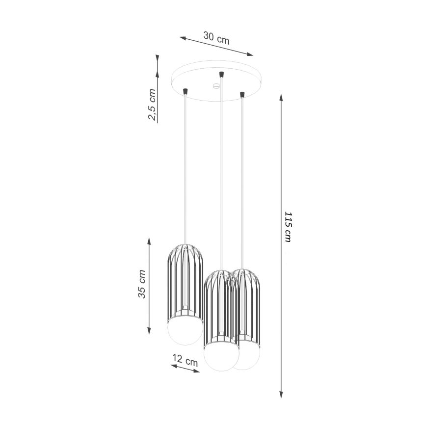Luster na sajli BRINA 3xG9/8W/230V crna