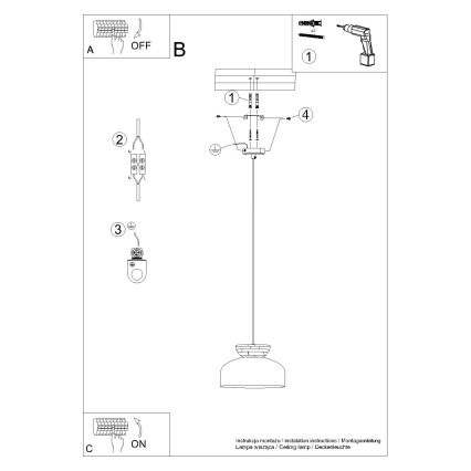 Luster na sajli MARION 1xE27/15W/230V pr. 29,5 cm crna