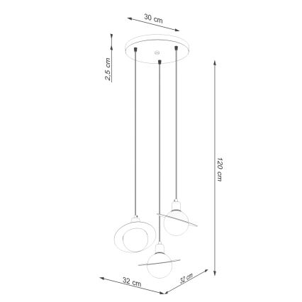 Luster na sajli HYPERION 3xG9/8W/230V crna