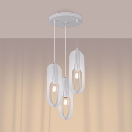 Luster na sajli NICUS 3xE27/15W/230V bijela