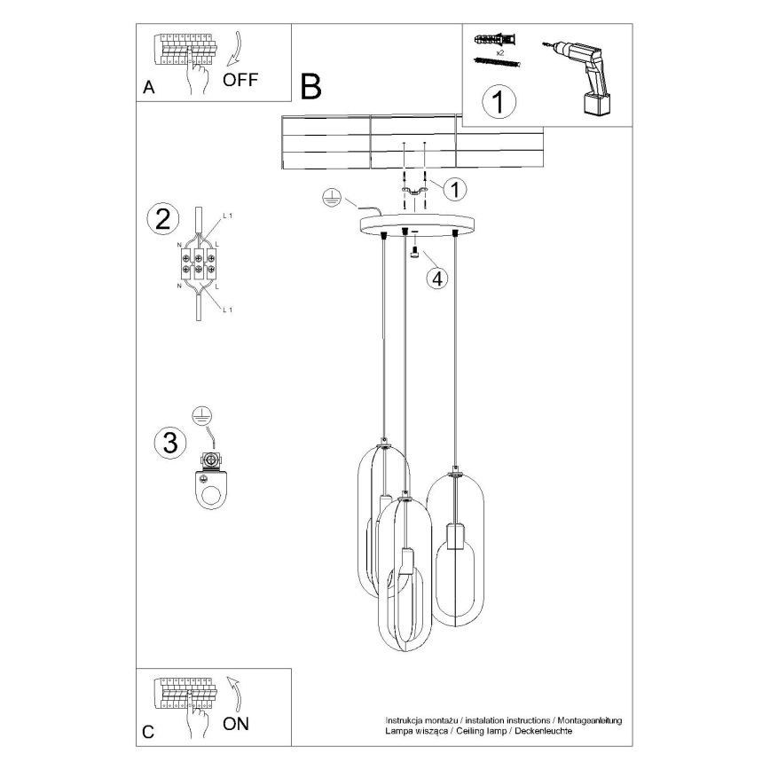 Luster na sajli NICUS 3xE27/15W/230V bijela