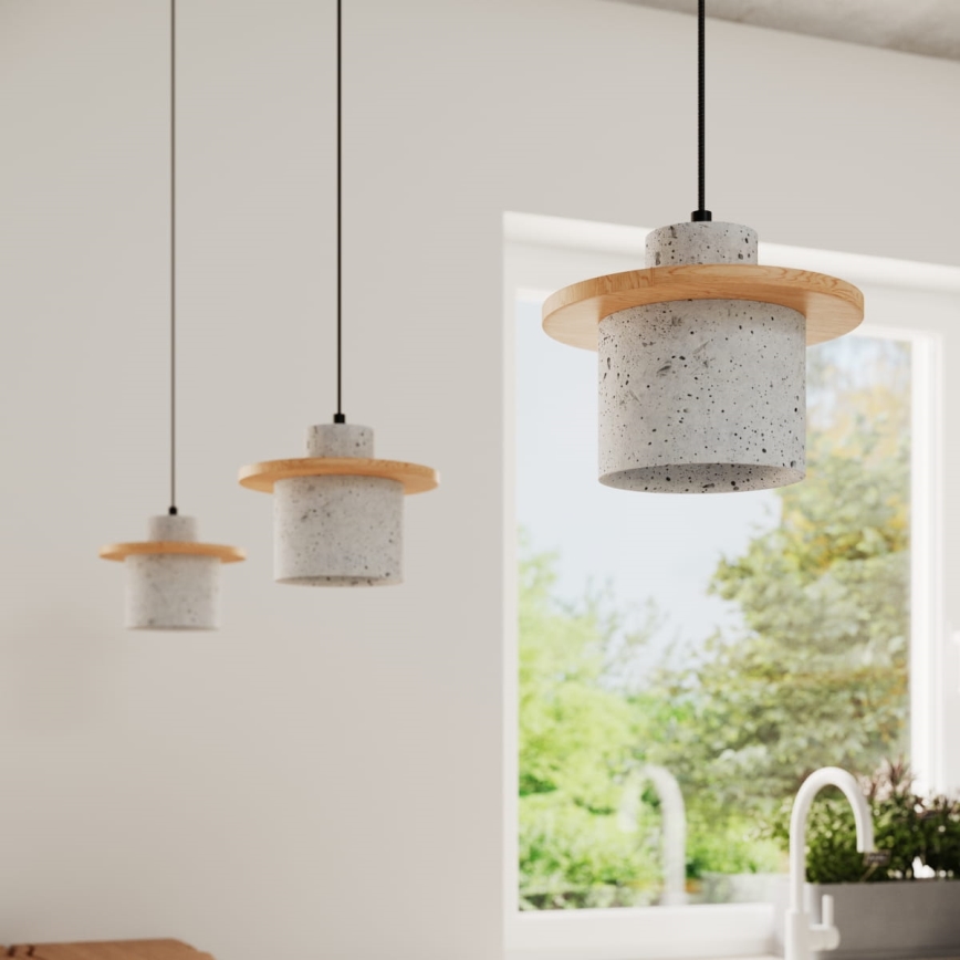 Viseći luster na sajli MAB 1xE27/15W/230V Ø 22 cm beton/siva