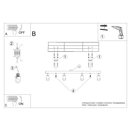 Reflektorska svjetiljka WINX 4xGU10/10W/230V crna/bakar
