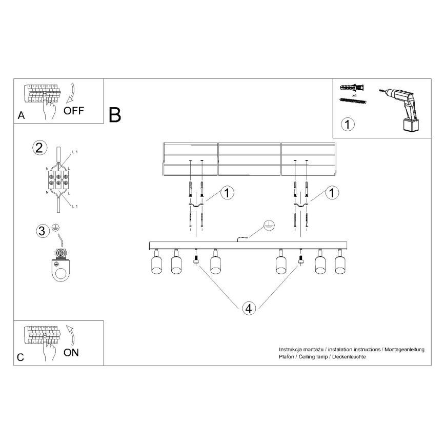Reflektorska svjetiljka WINX 6xGU10/10W/230V crna/bakar