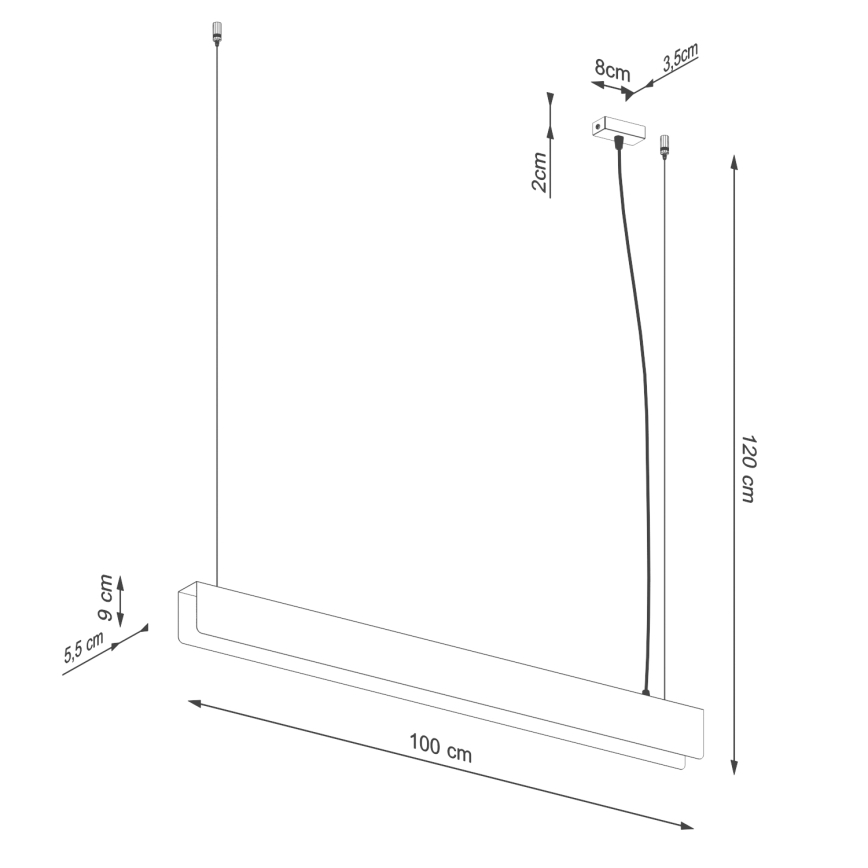 LED Luster na sajli SPARK 1xG13/8,5W/230V bijela