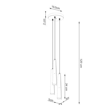 Luster na sajli PRYSM 3xG9/8W/230V crna