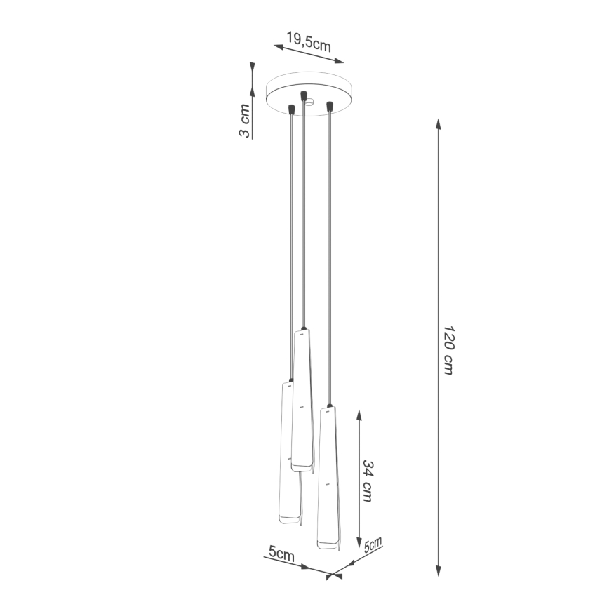 Luster na sajli PRYSM 3xG9/8W/230V crna