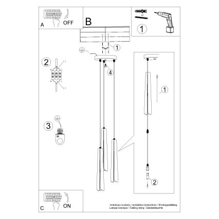 Luster na sajli PRYSM 3xG9/8W/230V crna