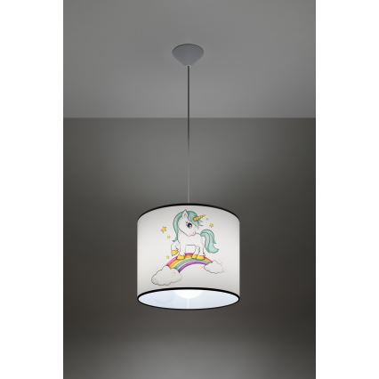 Dječji luster na sajli UNICORN 1xE27/15W/230V pr. 30 cm jednorog
