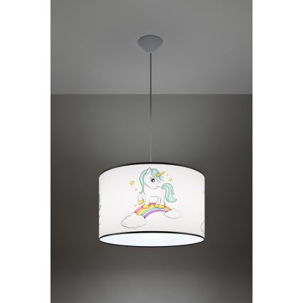 Dječji luster na sajli UNICORN 1xE27/15W/230V pr. 40 cm jednorog