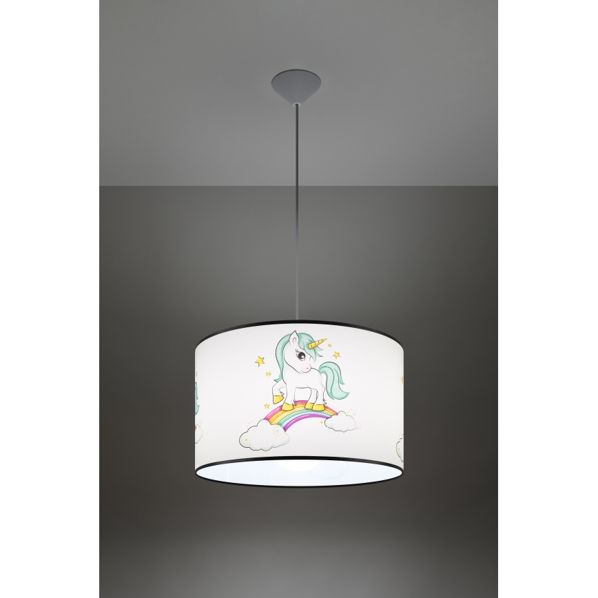 Dječji luster na sajli UNICORN 1xE27/15W/230V pr. 40 cm jednorog