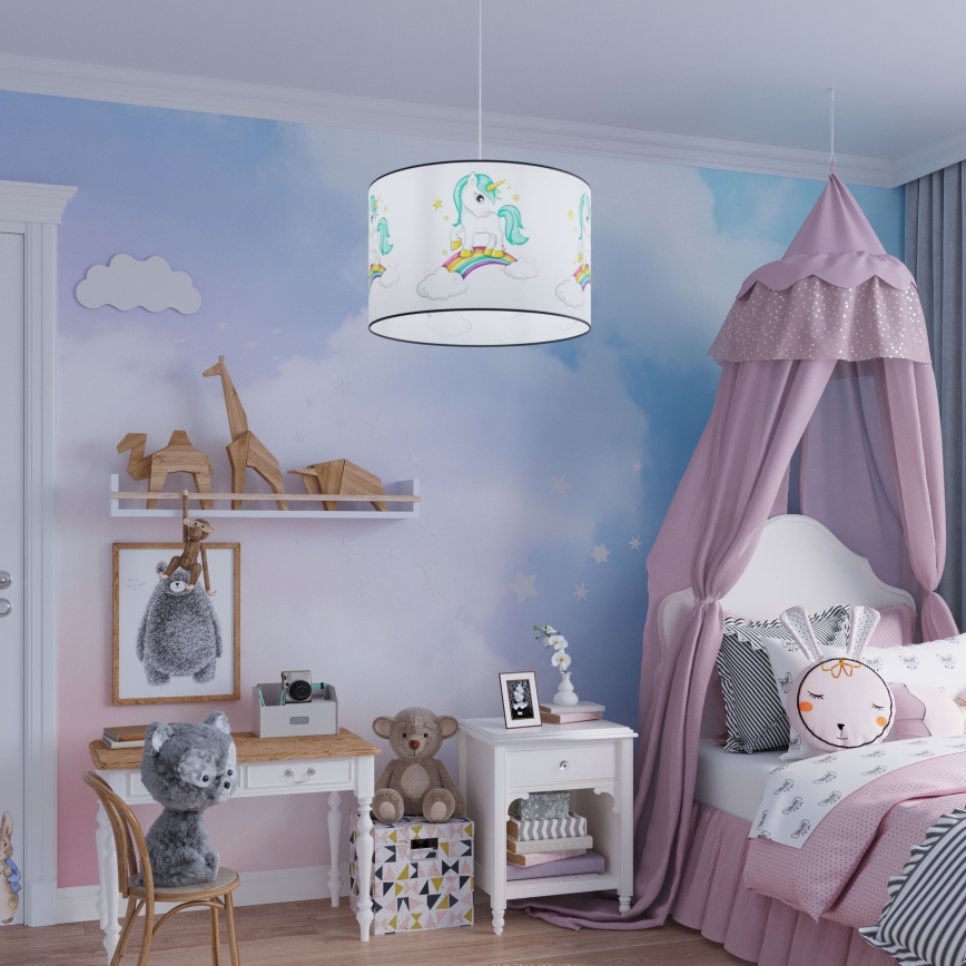 Dječji luster na sajli UNICORN 1xE27/15W/230V pr. 40 cm jednorog