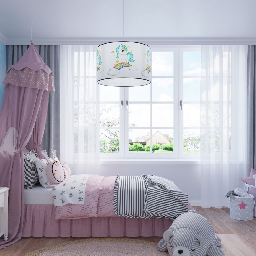 Dječji luster na sajli UNICORN 1xE27/15W/230V pr. 40 cm jednorog