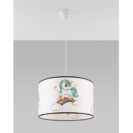Dječji luster na sajli UNICORN 1xE27/15W/230V pr. 40 cm jednorog