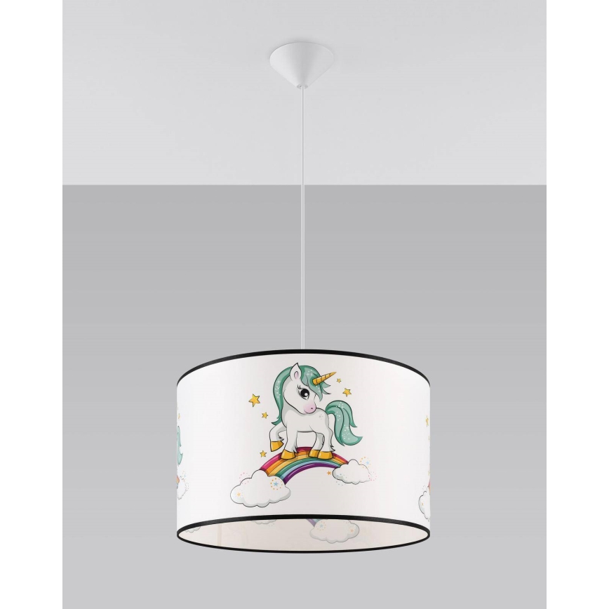 Dječji luster na sajli UNICORN 1xE27/15W/230V pr. 40 cm jednorog
