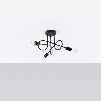 Nadgradni luster LOOP 3xE27/15W/230V crna