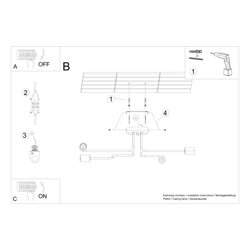 Nadgradni luster VECTOR 4xE27/15W/230V crna