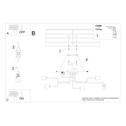 Nadgradni luster VECTOR 6xE27/15W/230V crna