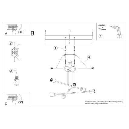 Viseći luster NORAH 6xE27/15W/230V crna