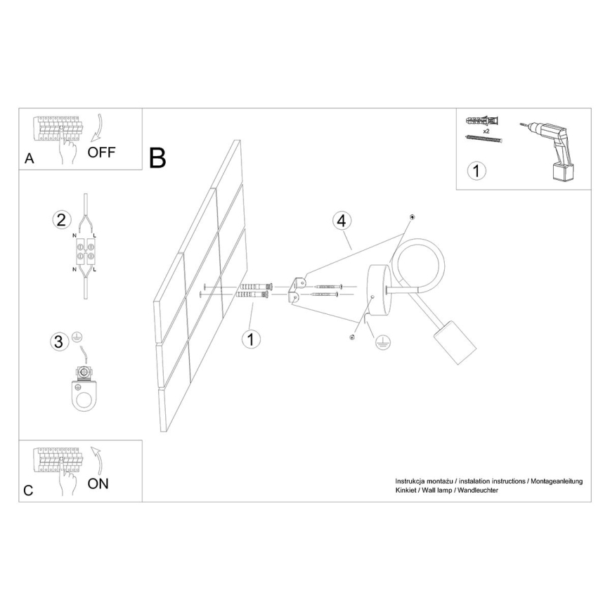 Zidna lampa LEVAR 1xE27/15W/230V crna