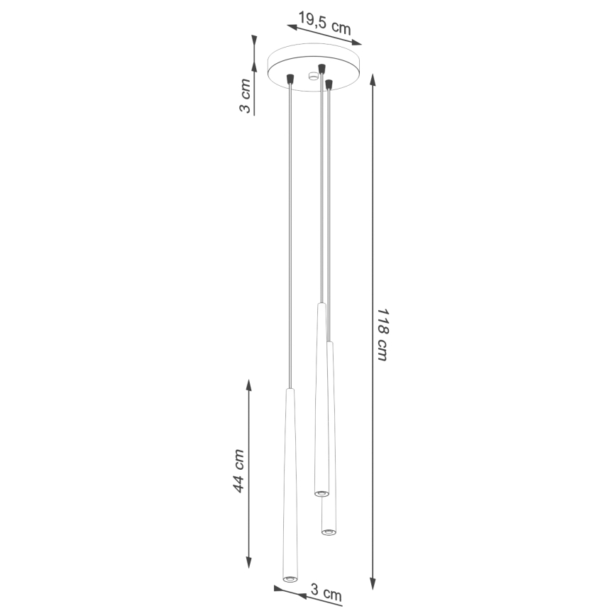 Luster na sajli BLISS 3xG9/8W/230V crna