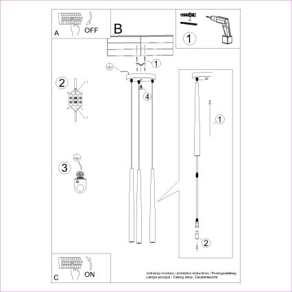 Luster na sajli BLISS 3xG9/8W/230V crna