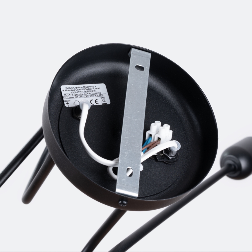 Nadgradni luster LOOP 2xE27/15W/230V crna