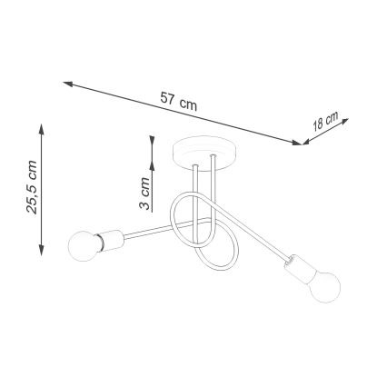 Nadgradni luster LOOP 2xE27/15W/230V crna