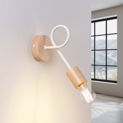 Zidna lampa EMBER 1xE27/15W/230V bijela/bež/bukva