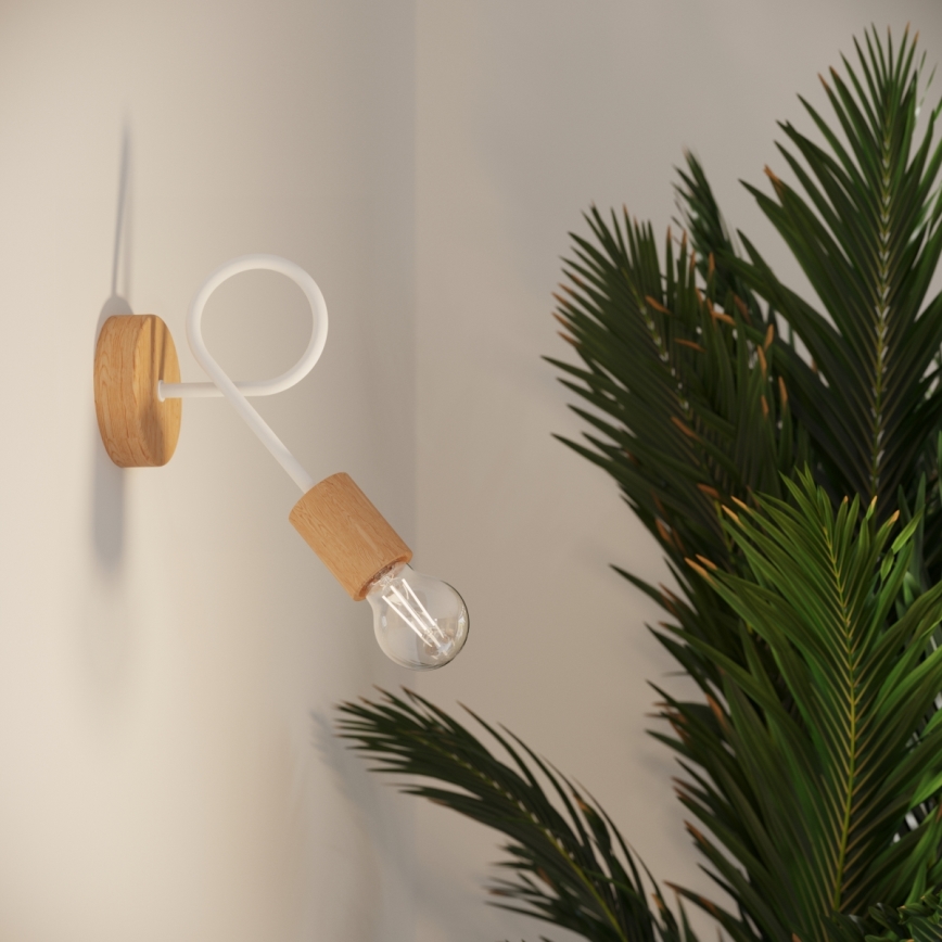 Zidna lampa EMBER 1xE27/15W/230V bijela/bež/bukva