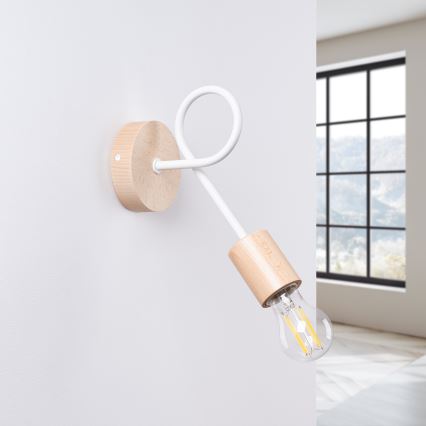 Zidna lampa EMBER 1xE27/15W/230V bijela/bež/bukva