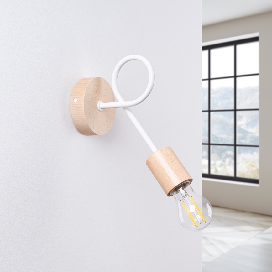 Zidna lampa EMBER 1xE27/15W/230V bijela/bež/bukva