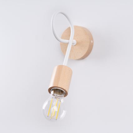 Zidna lampa EMBER 1xE27/15W/230V bijela/bež/bukva