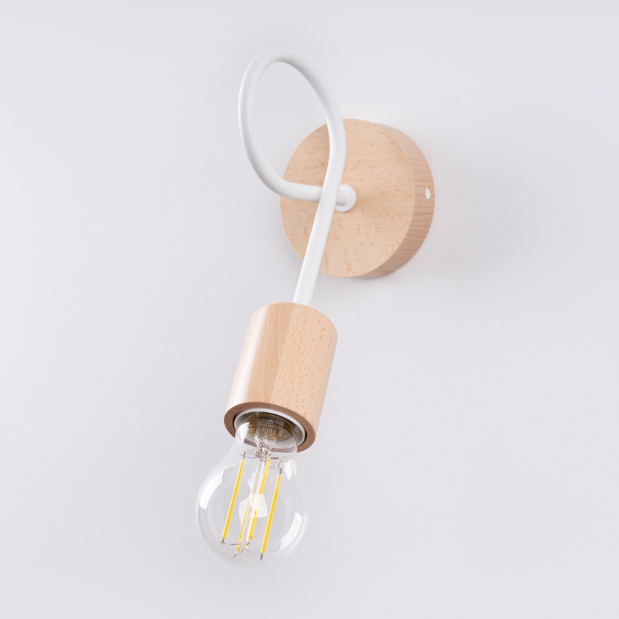 Zidna lampa EMBER 1xE27/15W/230V bijela/bež/bukva
