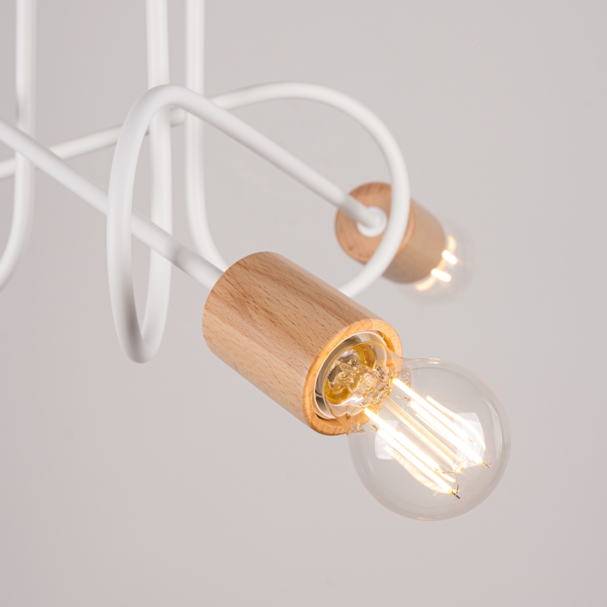 Nadgradni luster EMBER 3xE27/15W/230V bijela/bež/bukva