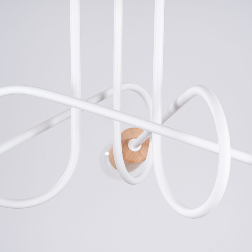 Nadgradni luster EMBER 3xE27/15W/230V bijela/bež/bukva