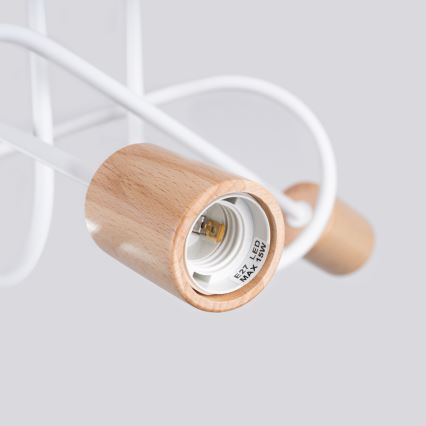 Nadgradni luster EMBER 3xE27/15W/230V bijela/bež/bukva