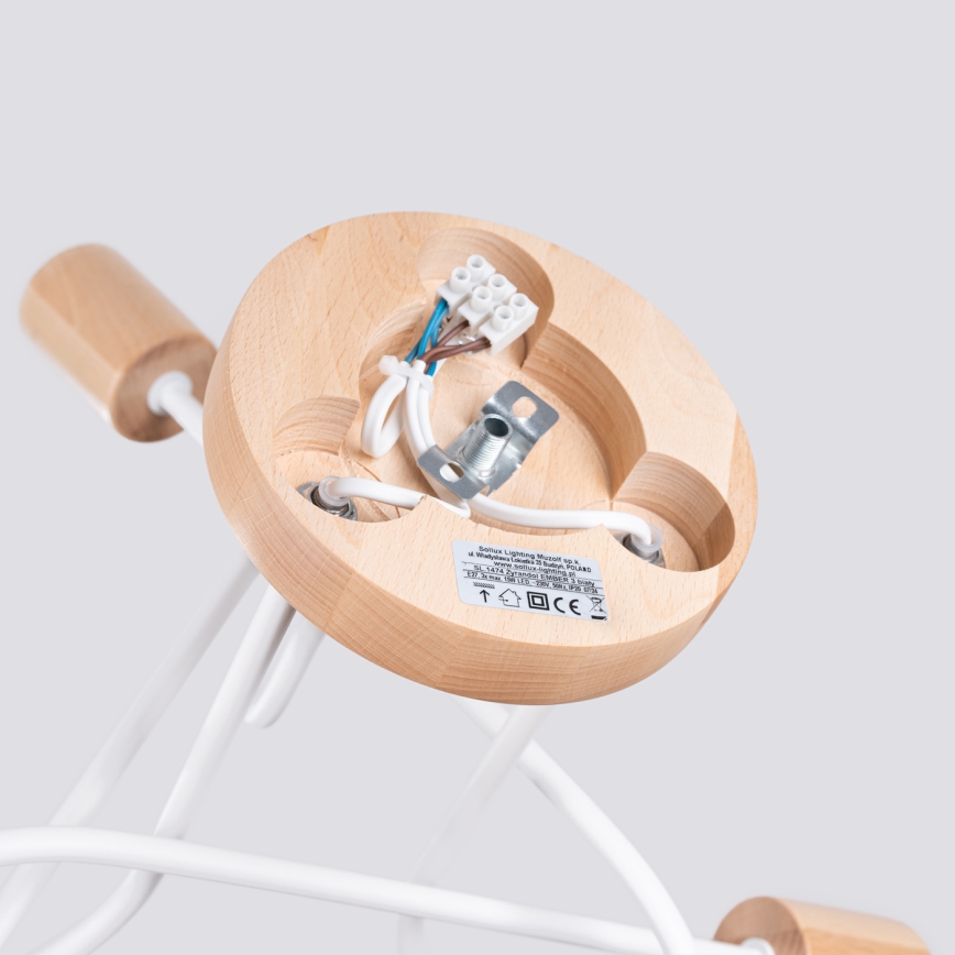 Nadgradni luster EMBER 3xE27/15W/230V bijela/bež/bukva