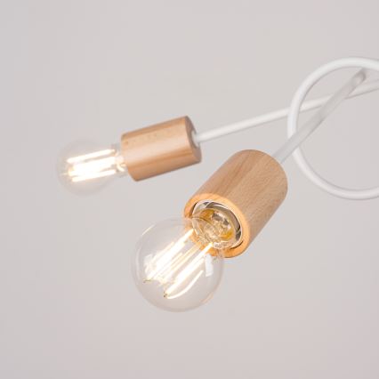 Nadgradni luster EMBER 5xE27/15W/230V bijela/bež/bukva
