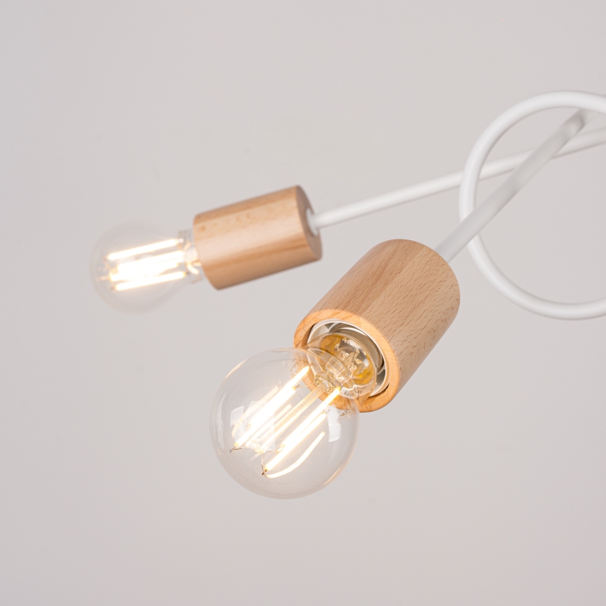 Nadgradni luster EMBER 5xE27/15W/230V bijela/bež/bukva